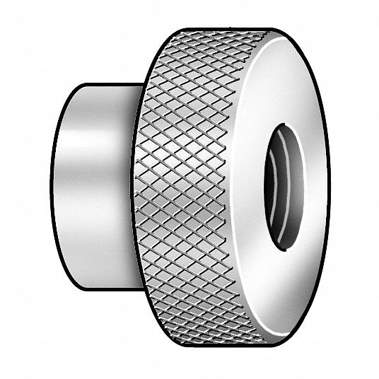 GRAINGER APPROVED 1032 Round Knurled Thumb Nut, Passivated Finish