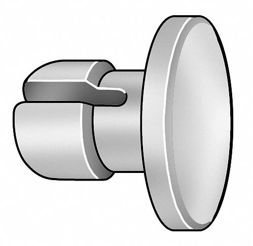 Split Push In Rivet, Nylon Dia., 0.291 in L, 0.115 in, Off-White - Grainger
