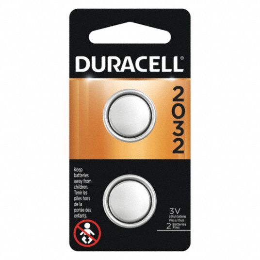 DURACELL, 2032 Battery Size, Lithium, Coin Cell Battery - 2HYJ1