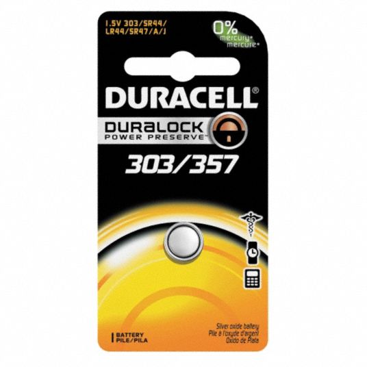 Duracell Button Battery Silver 1 5vdc 303 357 2hyj2 Dl303 357bpk Grainger