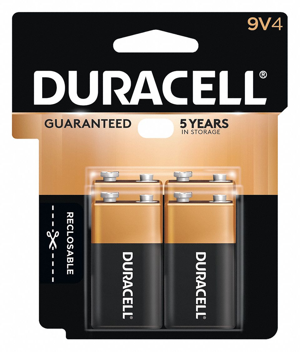 Pila 9V Duracell Alcalinas, batería cuadrada, 8 pilas