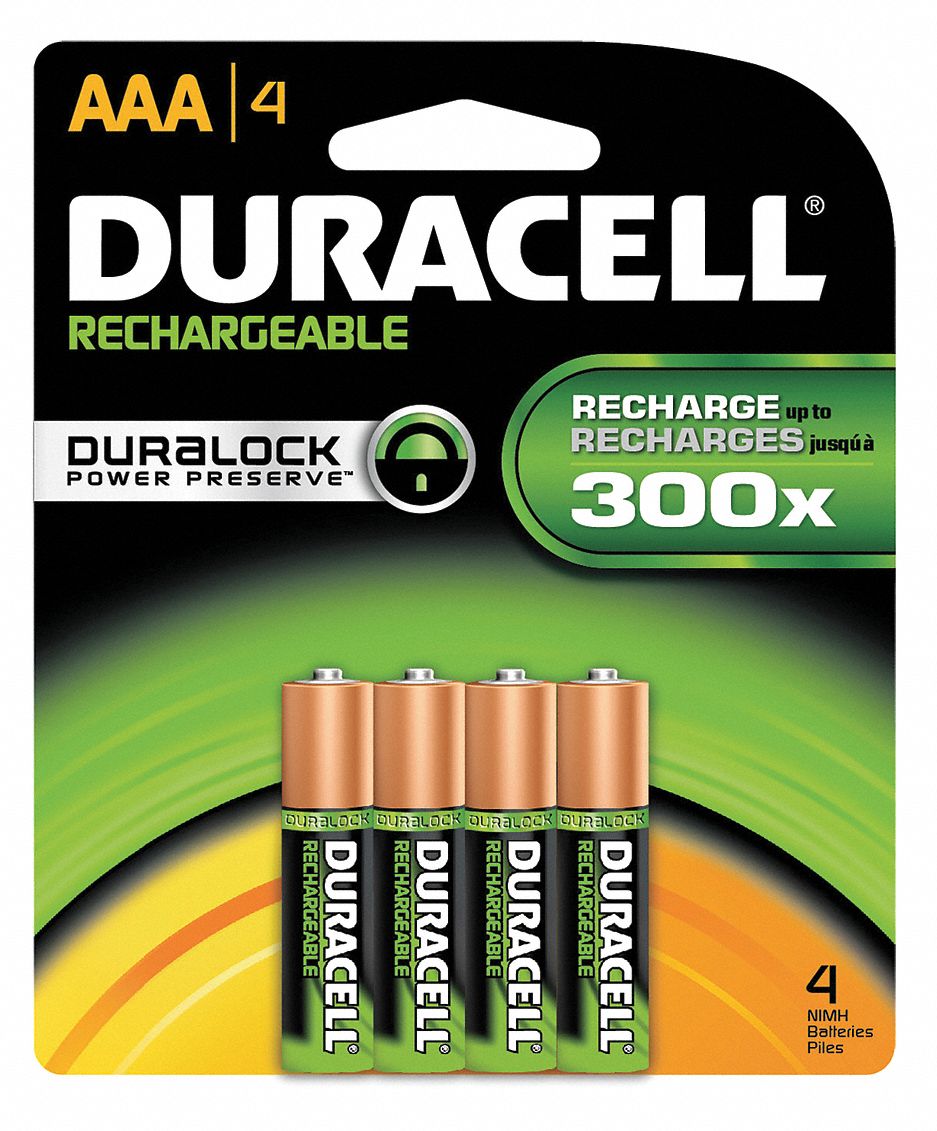 DURACELL Batería Recargable AAA 1.2V DC Paquete con 4 - Baterías Recargables  Estándar - 2HYP9