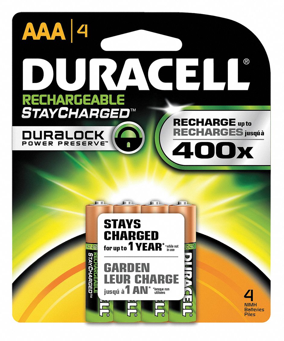 DURACELL AAA Precharged Rechargeable Batteries, NickelMetal Hydride, 1