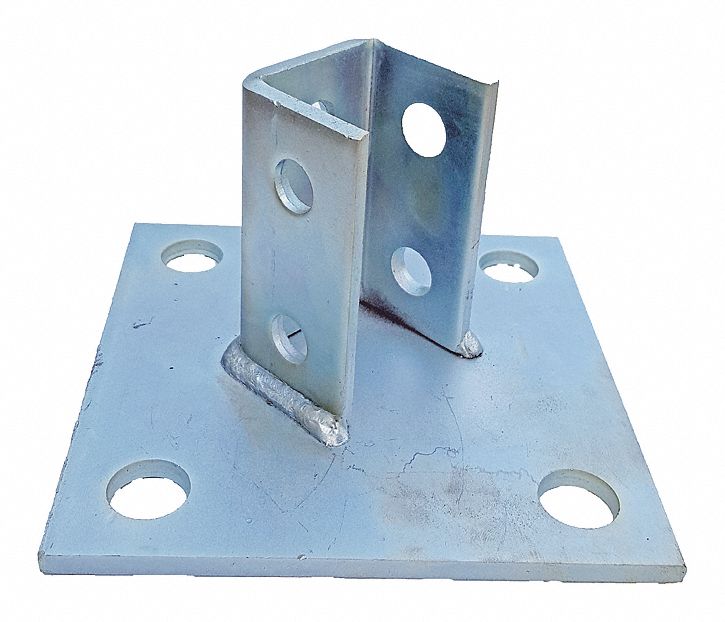 GRAINGER APPROVED Steel Channel Post Base, Electro Galvanized Finish ...