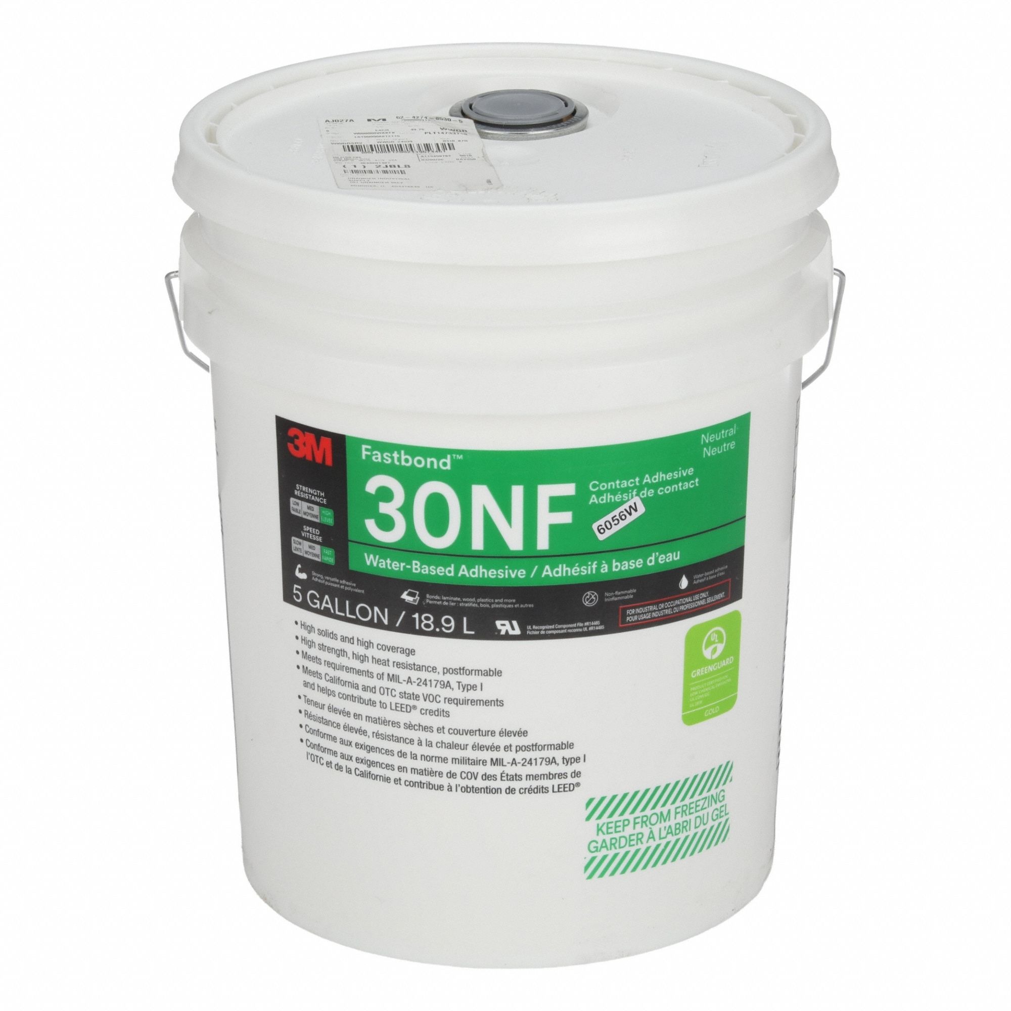 Contact Cement: 30NF, 5 gal, Pail, Tan, Gen Purpose Bonding & Repair, Low Odor