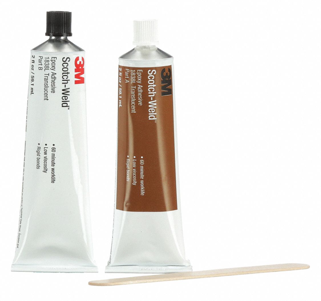 3M Series 1838L, Epoxy Adhesive, Tube, 2.0 oz, Clear, 1 hr Work Life