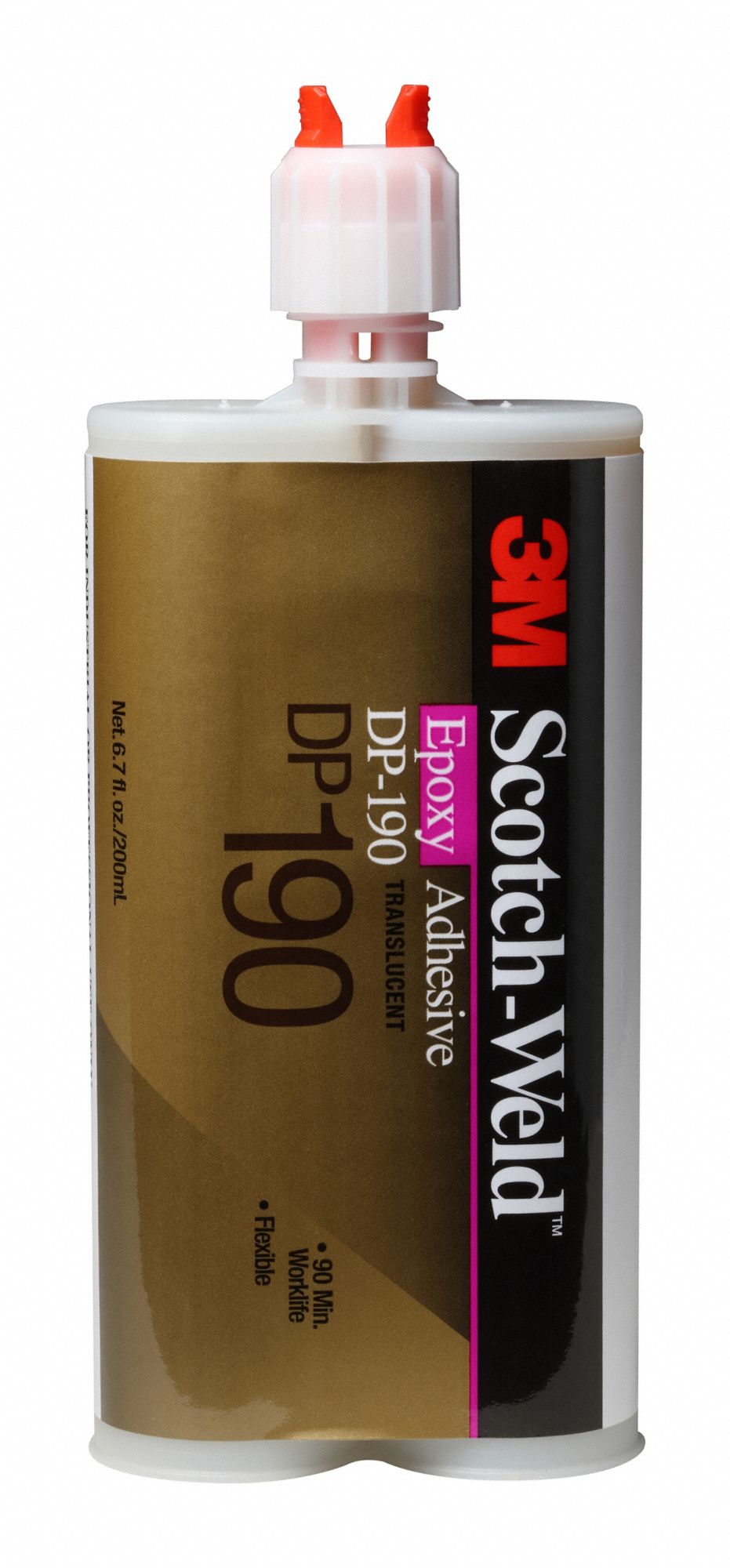 3M Series DP190, Epoxy Adhesive, DualCartridge, 6.76 oz, Clear, 1 hr