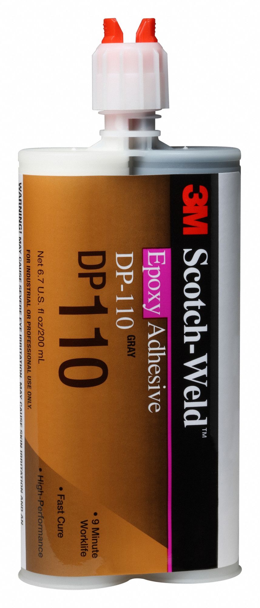 3M Series DP110, Epoxy Adhesive, DualCartridge, 6.76 oz, Gray, 9 min