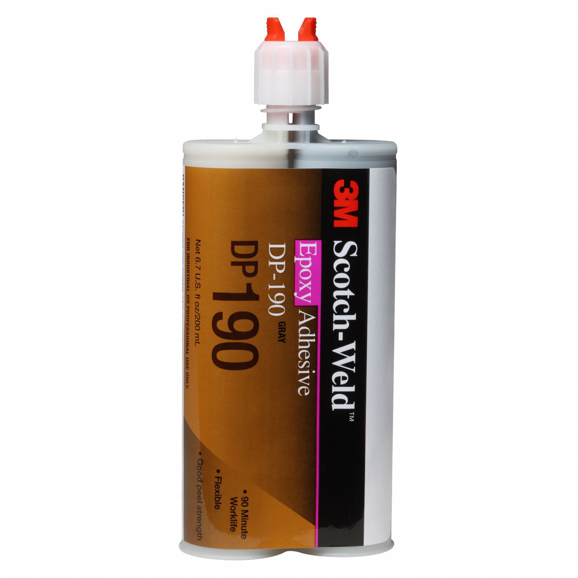 EPOXY ADHESIVE, DP190, AMBIENT CURED, 200 ML, DUAL-CARTRIDGE, GREY, PASTE