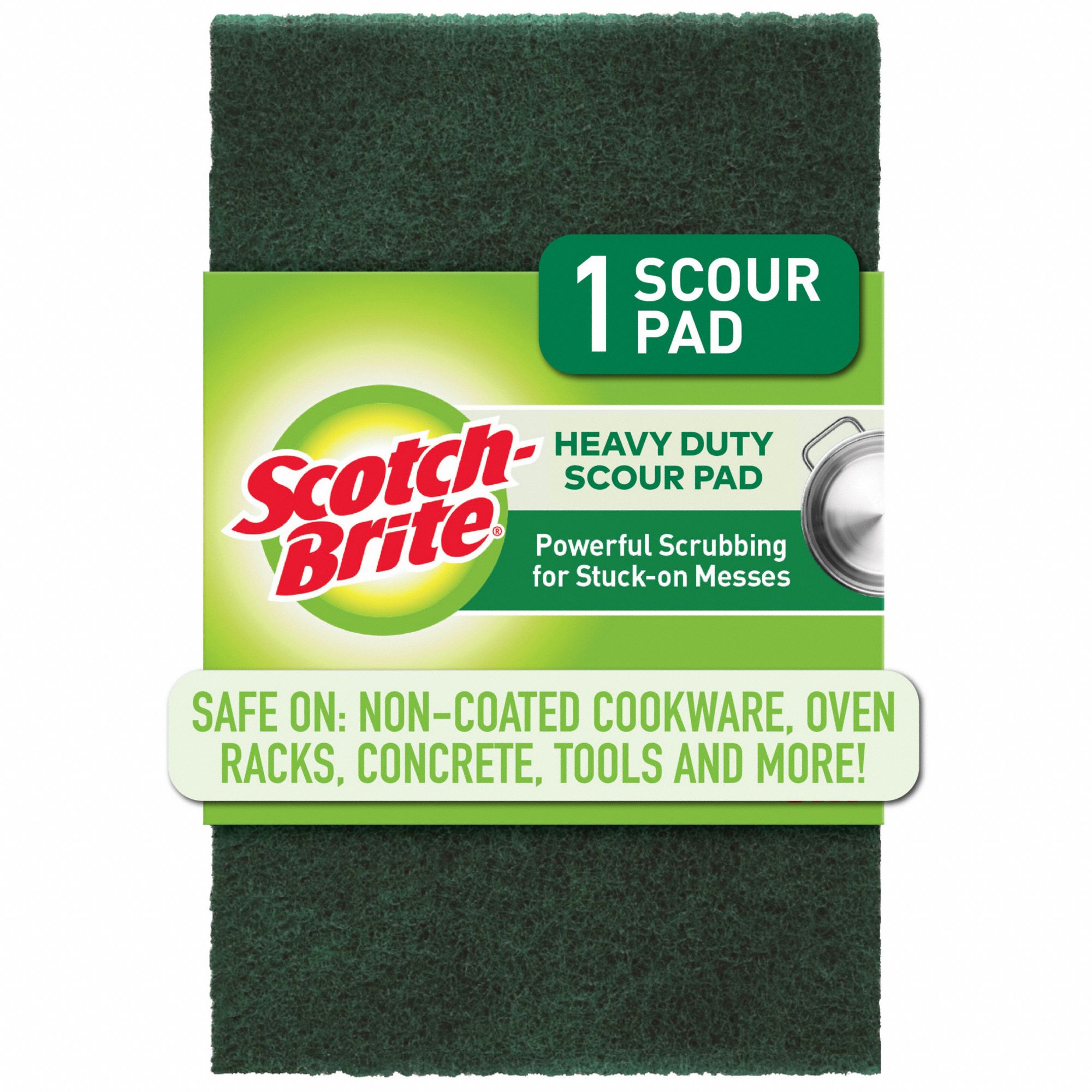 3M Scotch-Brite Scouring Pad: Heavy Duty, 6 in Lg, 3 7/8 in Wd, Green, 24 PK