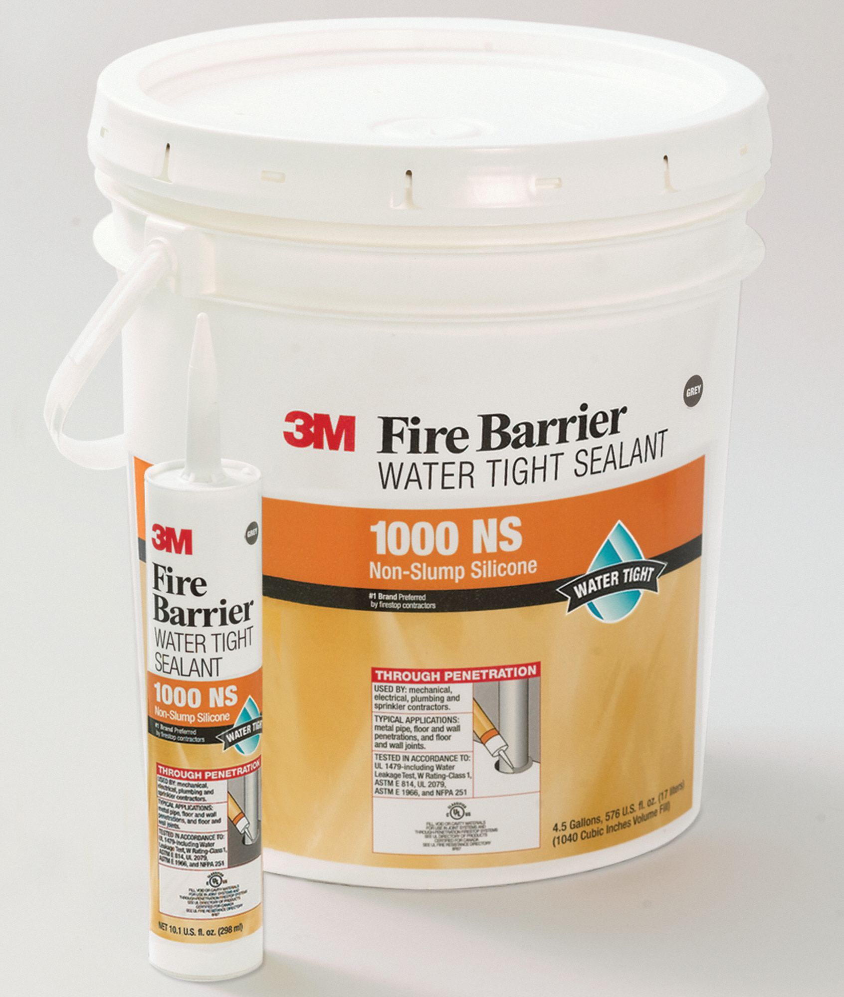 3M Firestop Sealant, 4.5 gal Pail, Up to 3 hr Fire Rating, Gray 2JDF3