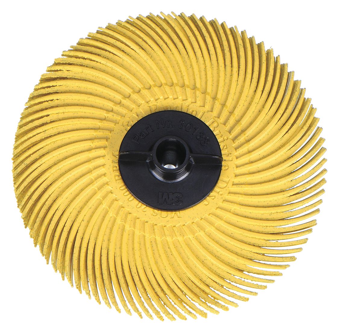 RAIAL BRISTLE DISC, TYPE C, 3 IN DIAMETER X ⅜ IN W, ⅜ IN ARBOUR, CERAMIC, YELLOW, 80 PK