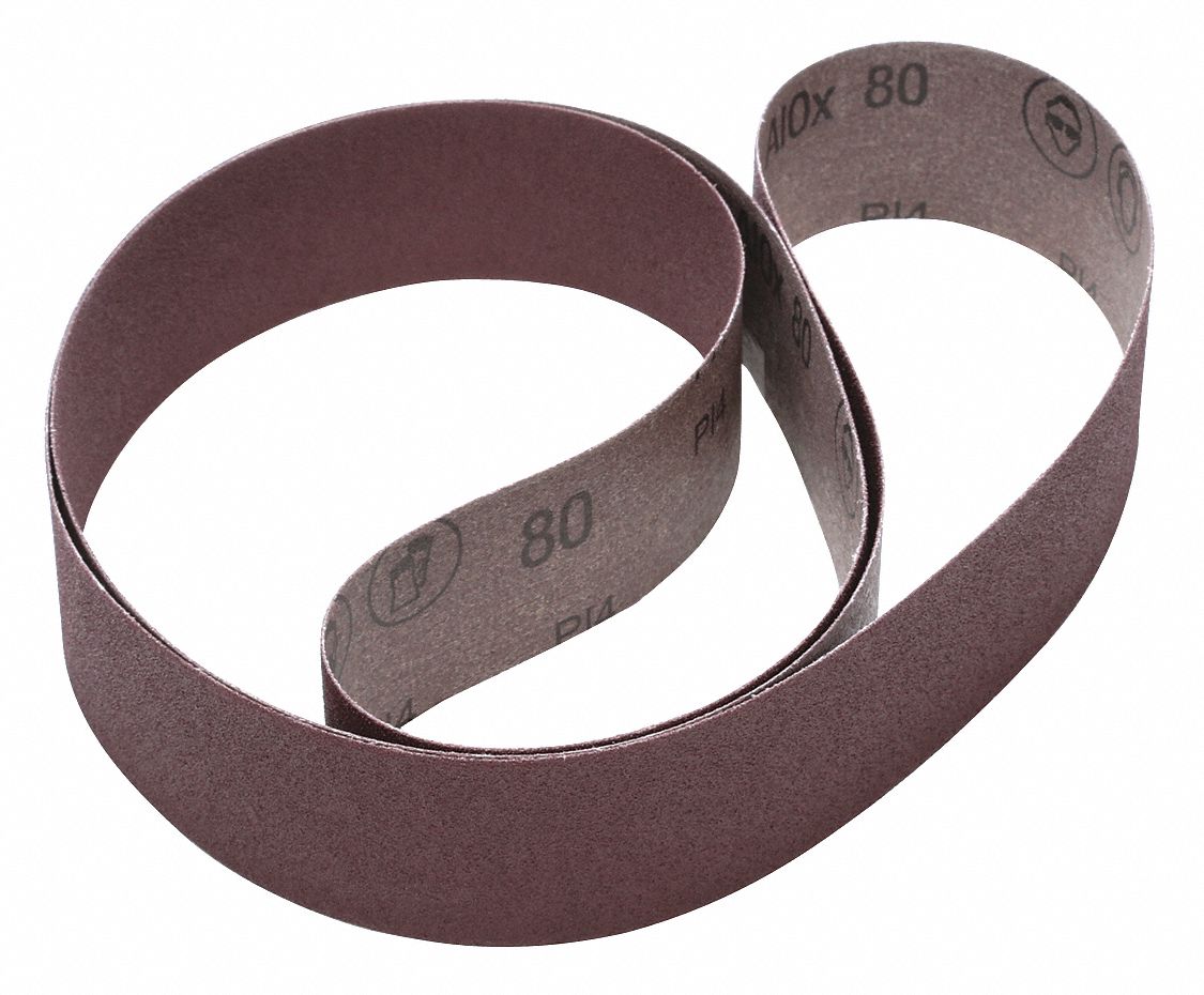 Sanding Belt: 2 in W x 72 in L, Aluminum Oxide, 80 Grit, X Wt Cloth Backing, 341D, 50 PK