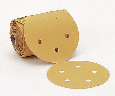 PSA Sanding Disc Roll: 5 in Dia, 5 Hole, Aluminum Oxide, P320 Grit, A Wt Paper, 216U, P320, A, PK
