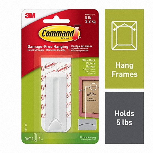 3M Command White Wire-Backed Picture Hanger 5 lb 1 pk 3M Command White Wire-Backed Picture Hanger 5 lb 1 pk