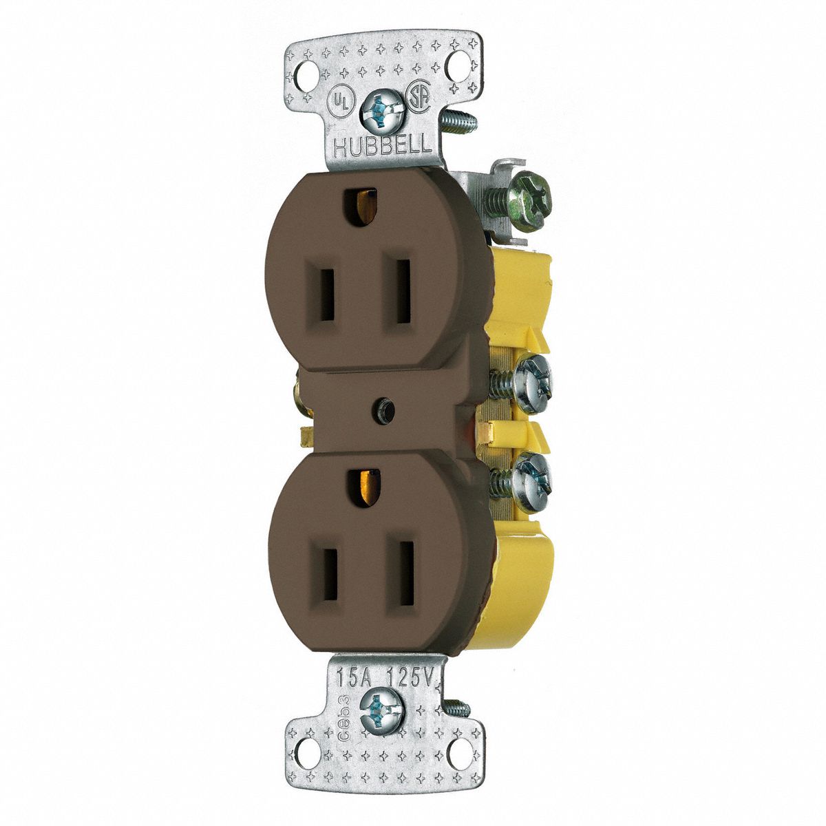 HUBBELL WIRING DEVICEKELLEMS 15 A, General Purpose, Receptacle, Brown