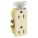 RECEPTACLE, DECORATOR DUPLEX, IVORY, 5-15R, 15 A, 125V AC, 2 POLE/3 WIRE, SCREW TERMINALS