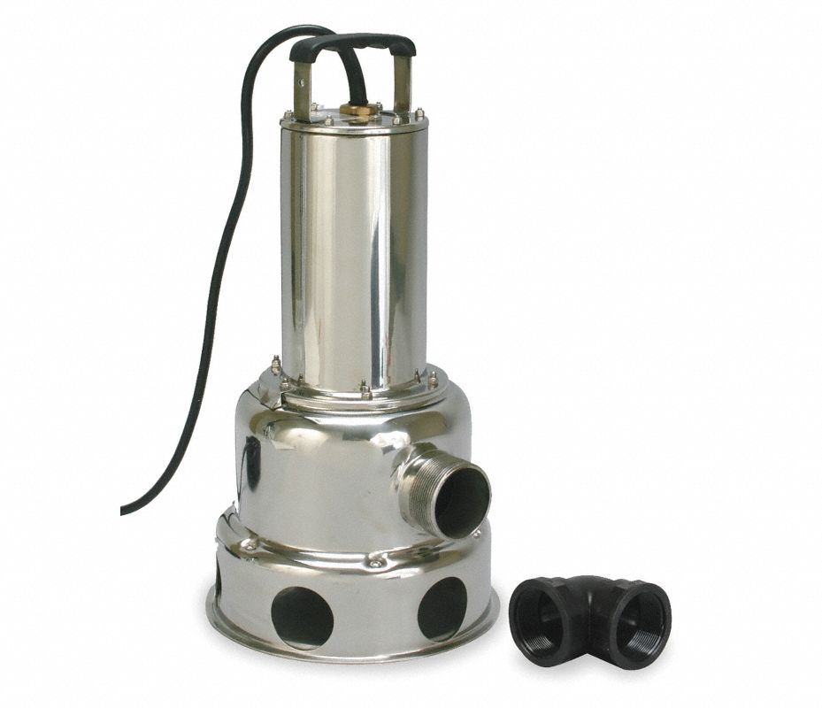 DAYTON Bomba de Aguas Residuales Sumergible, 1 HP Manual, 460 Voltaje