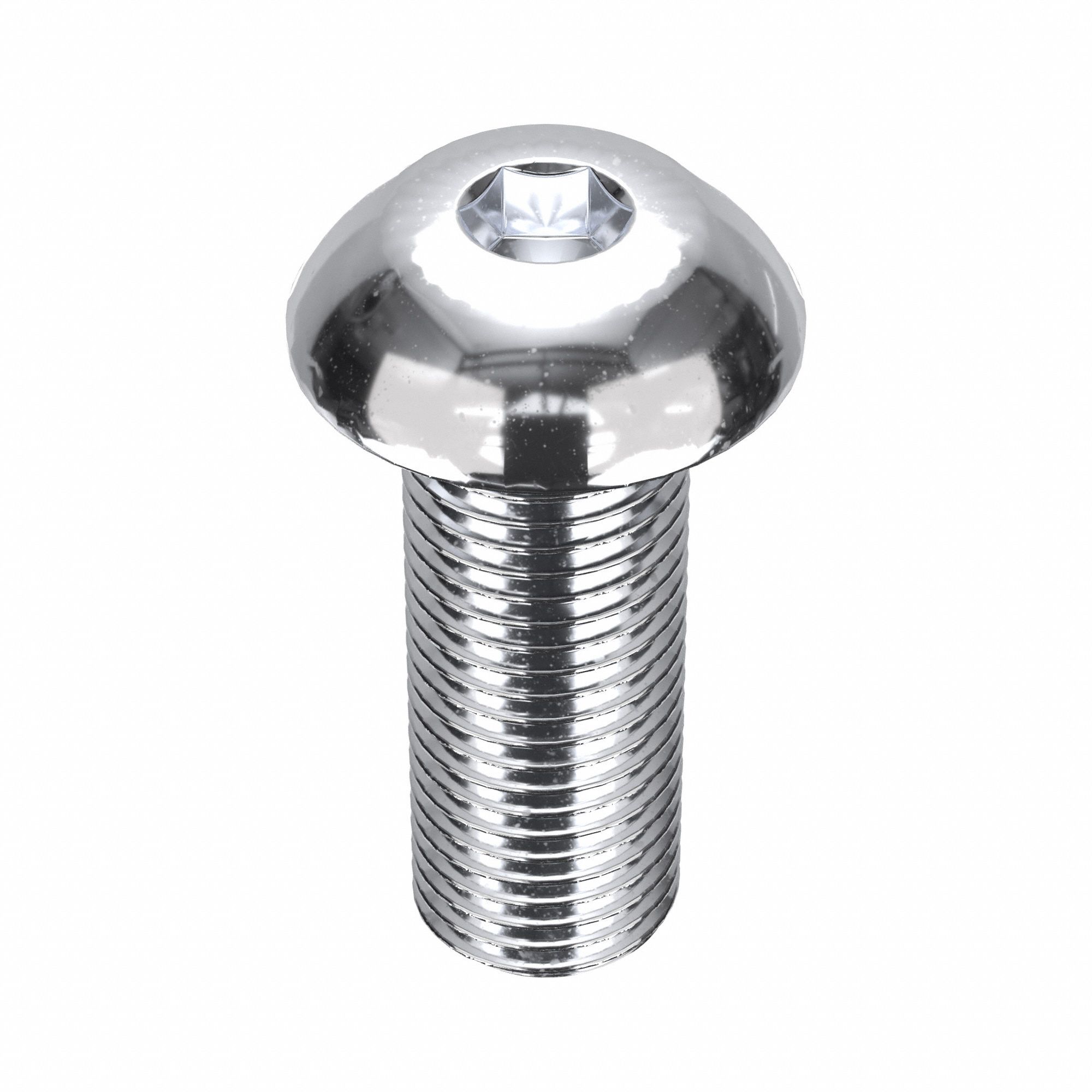Socket Head Cap Screw: 3/8"-24 Thread Size, 1 in Lg, Button, Chrome Plated, Alloy Steel, 5 PK