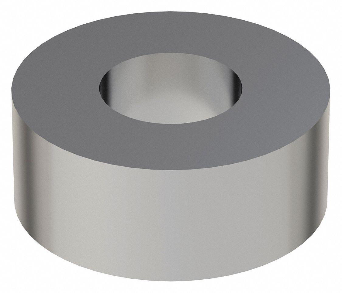 Spacer: For 1/4 in Screw Size, Steel, Chrome Plated, 1/4 in Overall Lg, 0.281 in Inside Dia, 5 PK