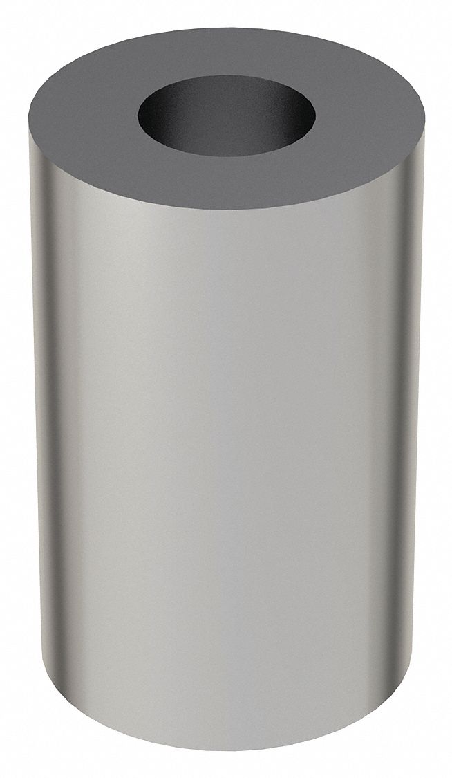 Spacer: For 1/4 in Screw Size, Steel, Chrome Plated, 1 in Overall Lg, 0.281 in Inside Dia, 5 PK