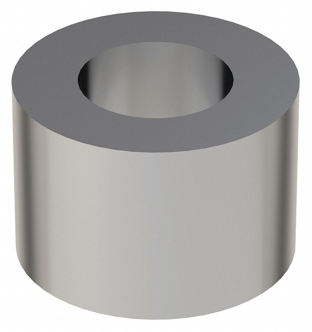 Spacer: For 3/8 in Screw Size, Steel, Chrome Plated, 1/2 in Overall Lg, 0.406 in Inside Dia, 5 PK
