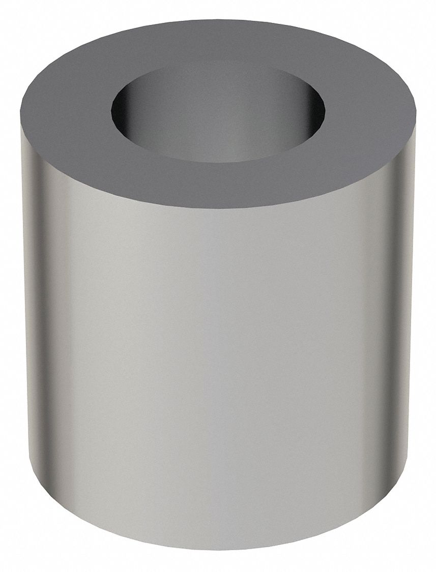 Spacer: For 3/8 in Screw Size, Steel, Chrome Plated, 3/4 in Overall Lg, 0.406 in Inside Dia, 5 PK