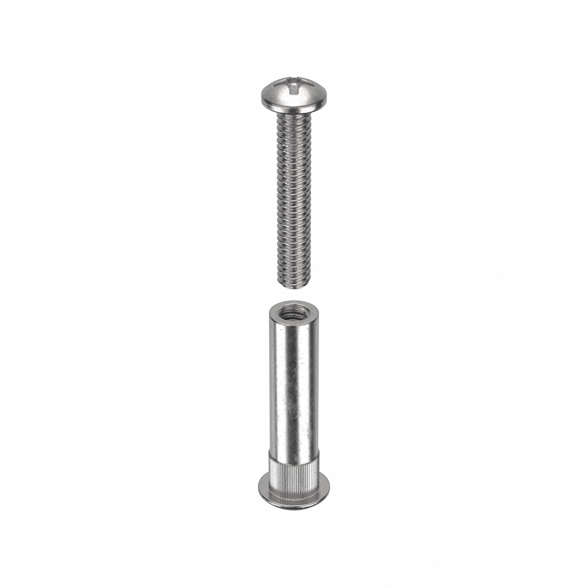 Binding Post Assembly: 1/4"-20 Thread Size, 3/8 in Brl Dia, 1 9/16 in Brl Lg, Stainless Steel, Plain