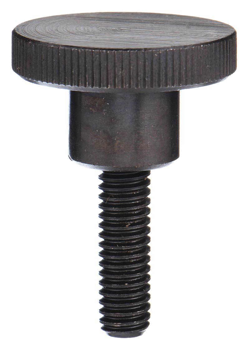 THUMB SCREW, #8-32 THREAD, KNURLED, STEEL, BLACK OXIDE, 0.219 IN MAX HEAD H, 11/16 IN L