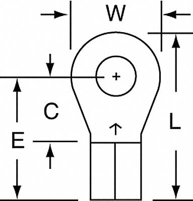 Ring Terminal: Bare, #8 Stud Size, 12 AWG to 10 AWG Wire Sizes, 600 V