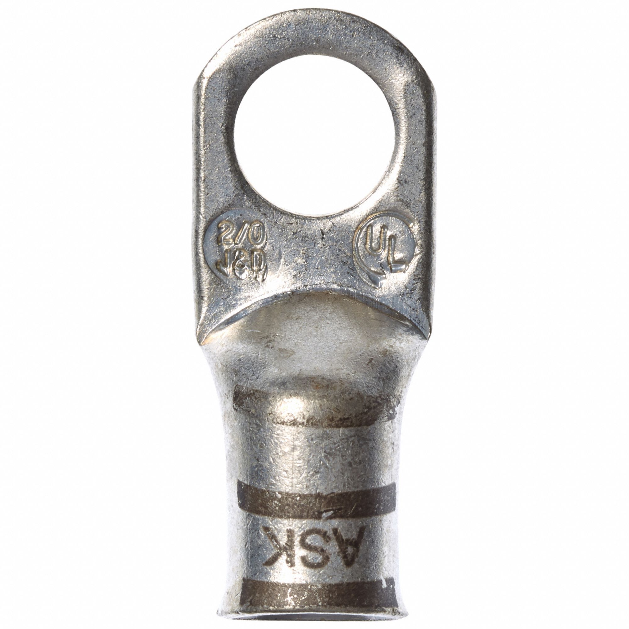 Compression Lugs: For 2/0 AWG, Stranded Wire Type, 3/8 in Stud Size, Std, Copper