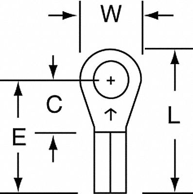 Ring Terminal: Bare, #6 Stud Size, 22 AWG to 18 AWG Wire Sizes, 600 V