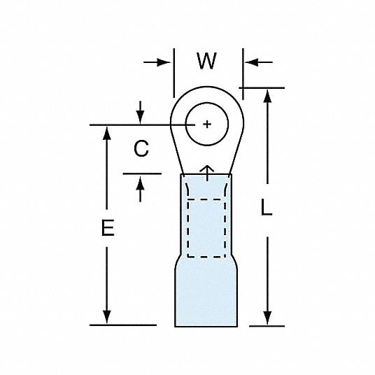 3M, Blue, 10 Stud Size, Ring Terminal 2JLR1MH1410R/LK Grainger