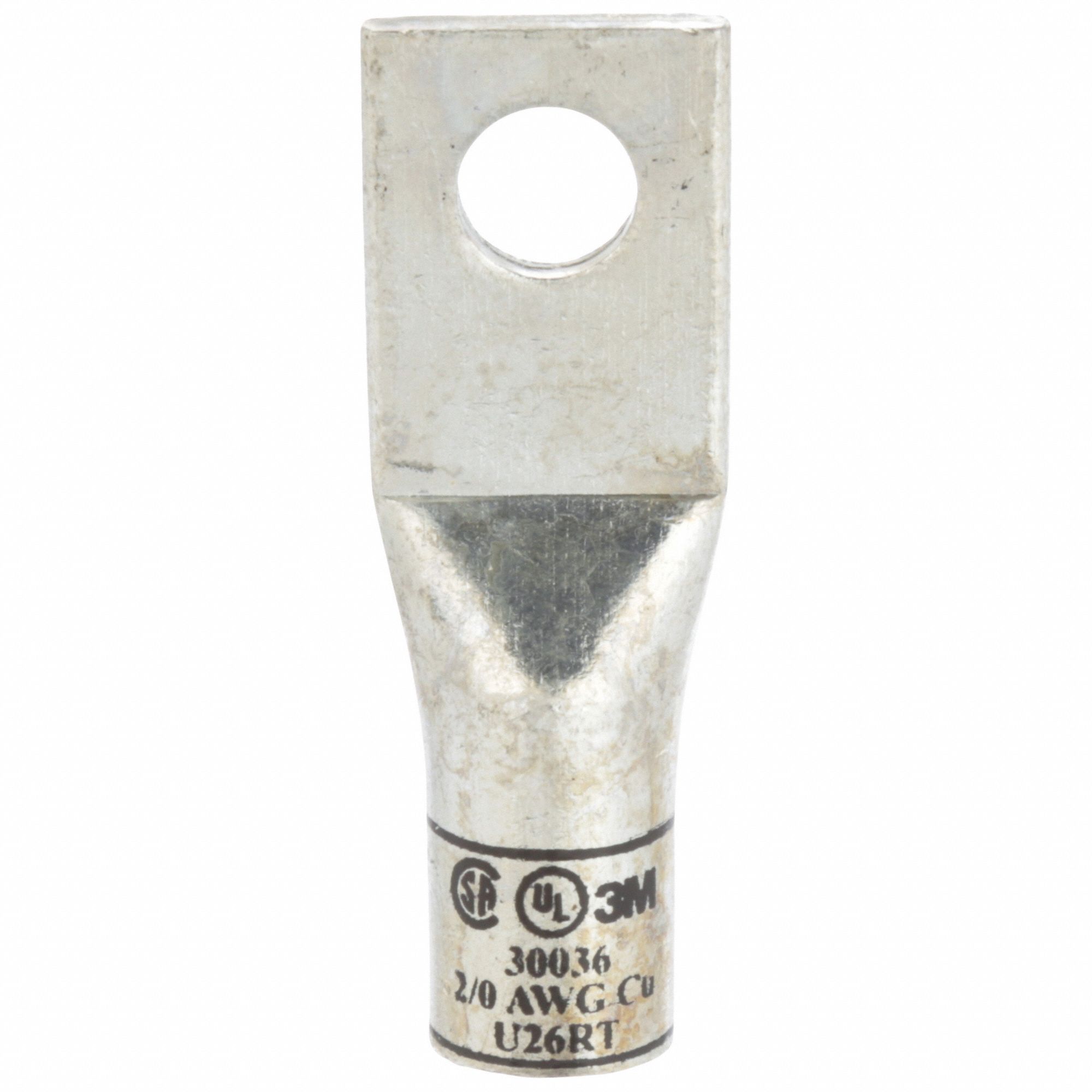 Compression Lugs: For 2/0 AWG, Stranded Wire Type, 3/8 in Stud Size, Std, Copper