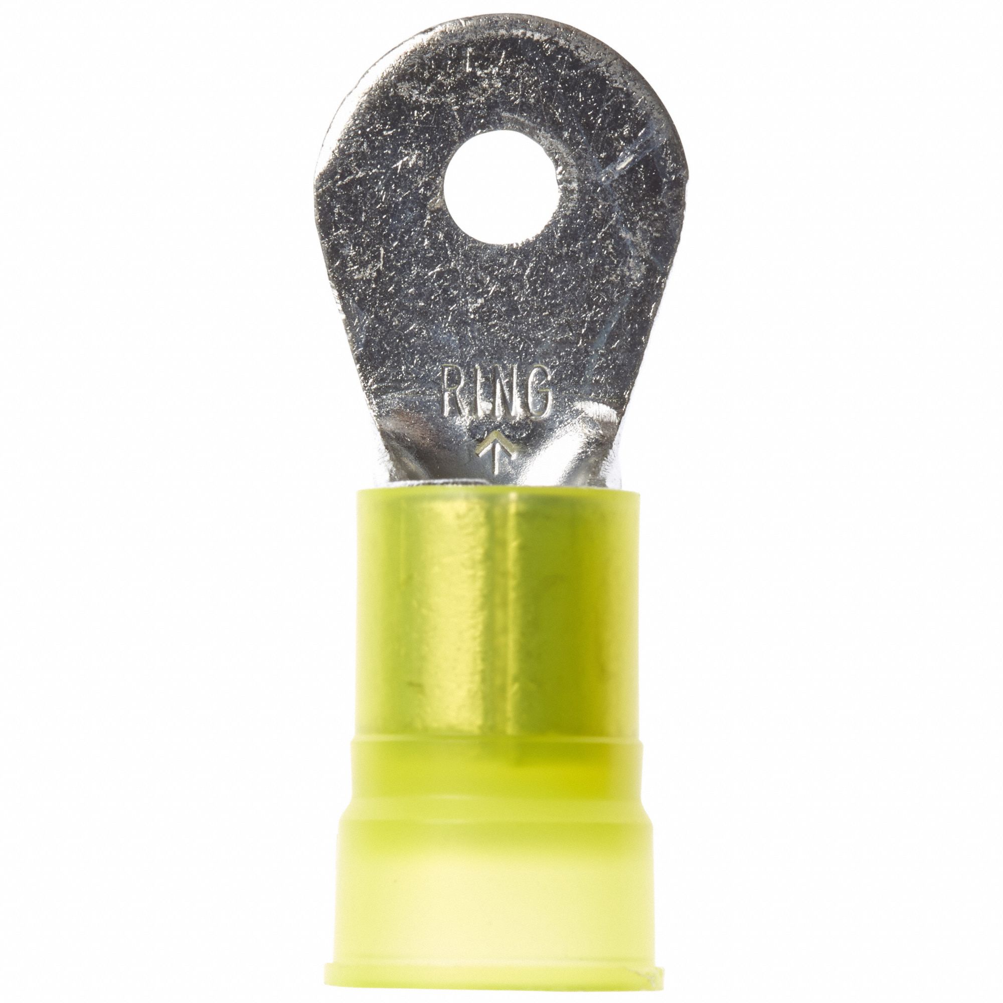 Ring Terminal: Yellow, Nylon Insulation, #10 Stud Size, 4 AWG to 4 AWG Wire Sizes, 1, 000 V