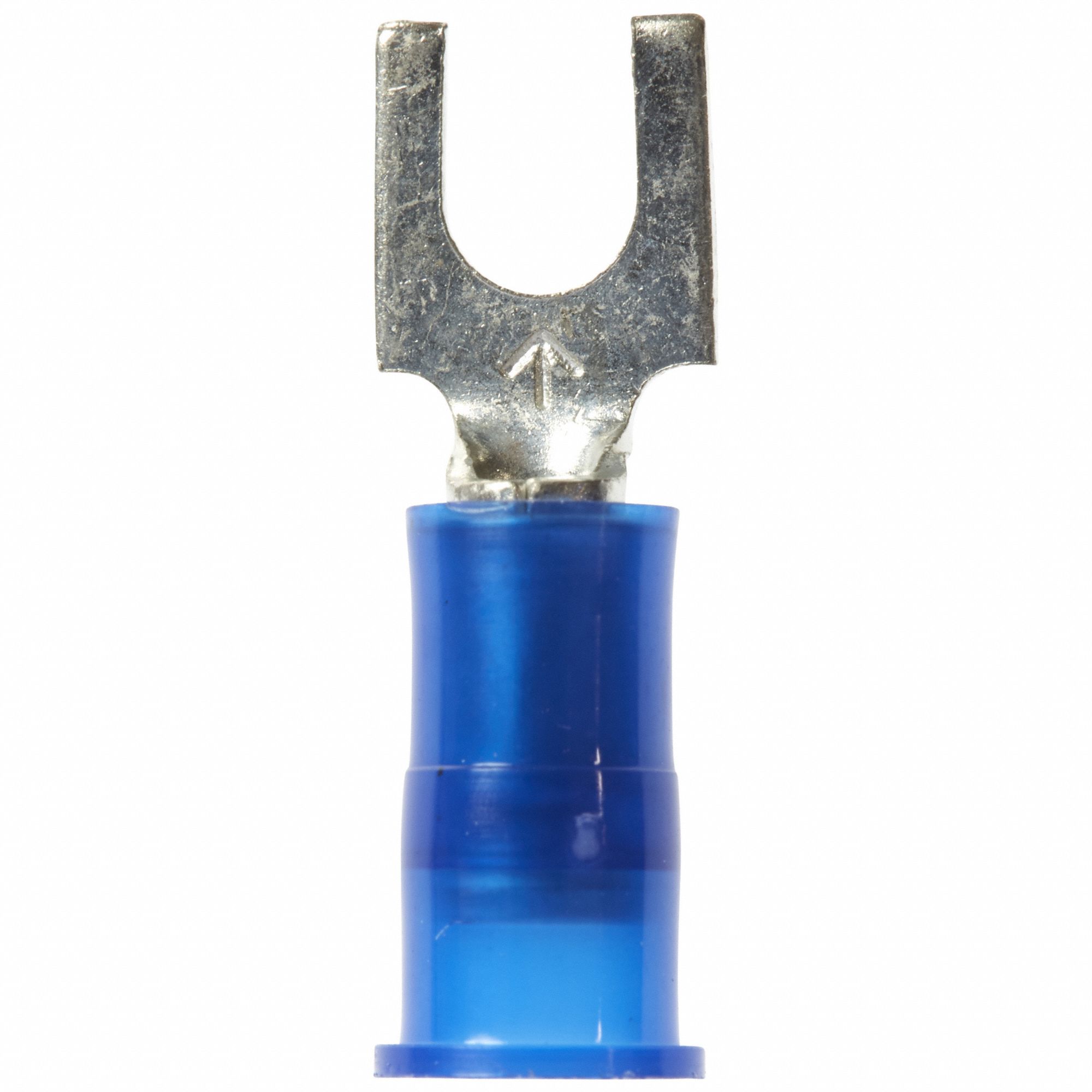 Fork Terminals: Blue, Nylon, #8 Stud Size, 16 AWG – 14 AWG Wire Range, Std Fork, 600 V