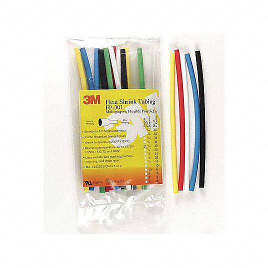 3m Heat Shrink Tubing Thin Wall Polyolefin Flexible Shrink Ratio 2 1 Length 4 Ft Pk 100 2gej5 Fp 301 1 2 White 4 Bulk Grainger