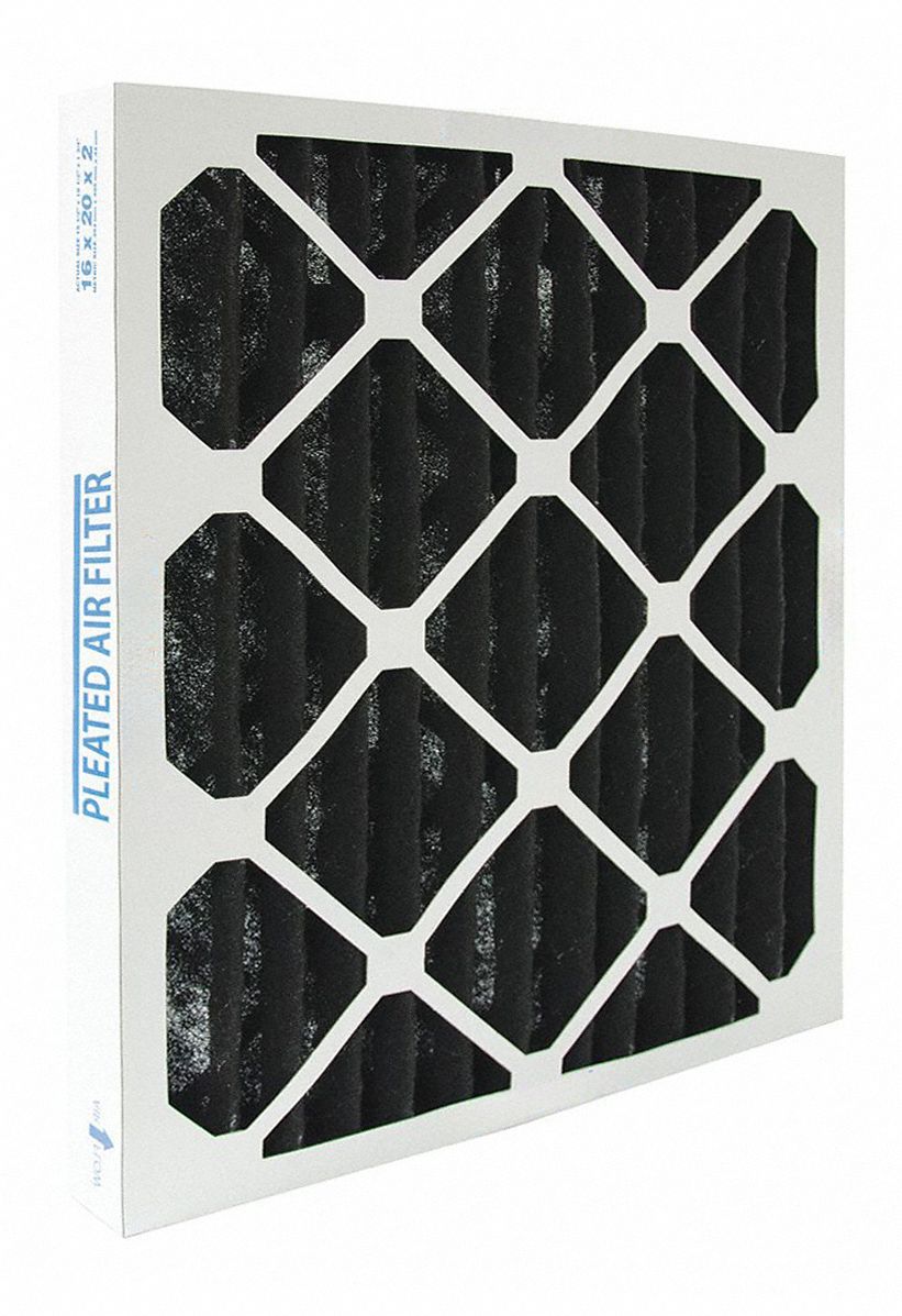 Odor Removal Pleated Air Filter: 24 in x 24 in x 1 in, Impregnated Carbon, 60% CCL4 Activity