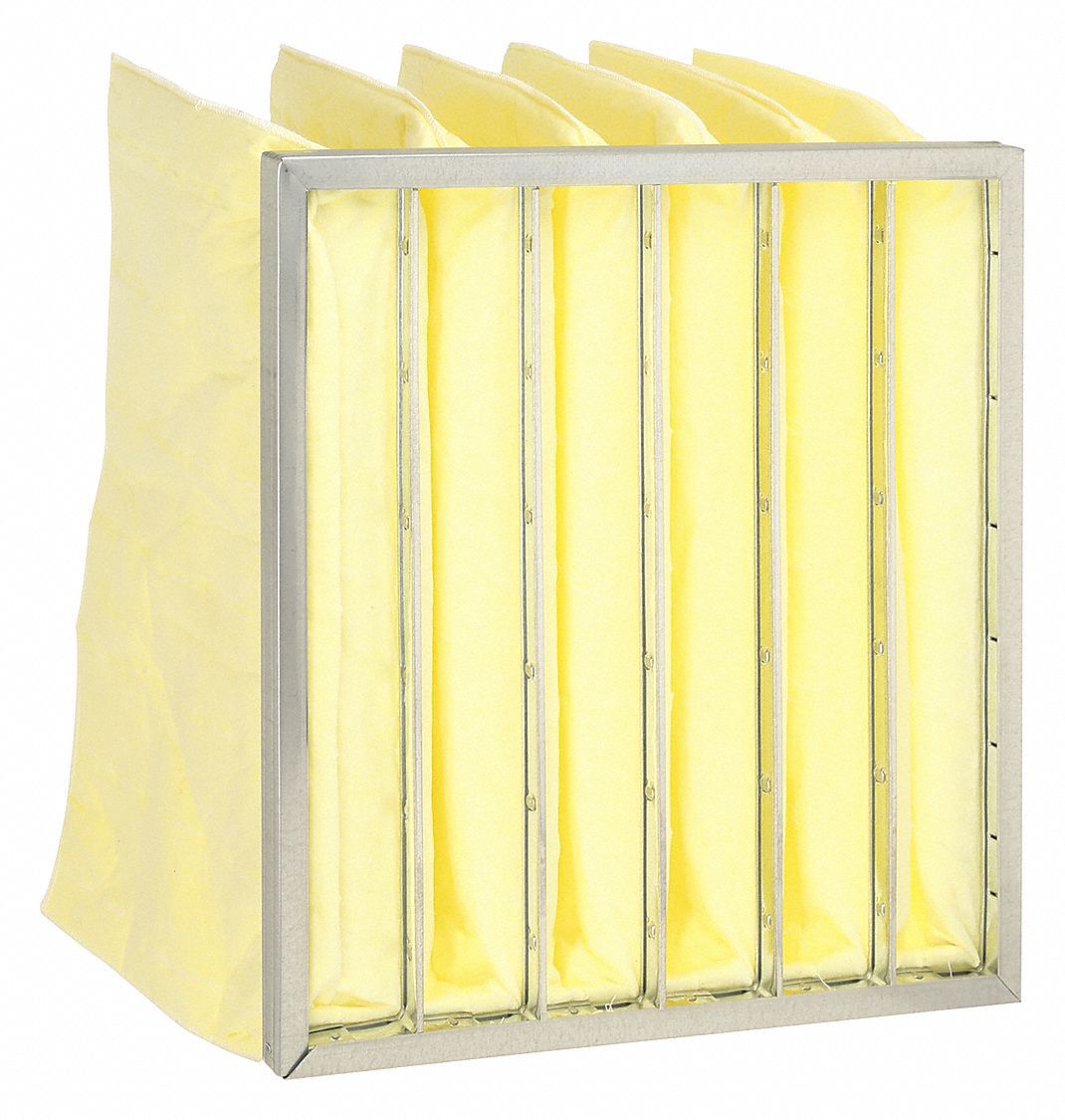 Pocket Air Filter: 20 in x 20 in x 12 in, MERV 14, Yellow, Synthetic, 6 Pockets
