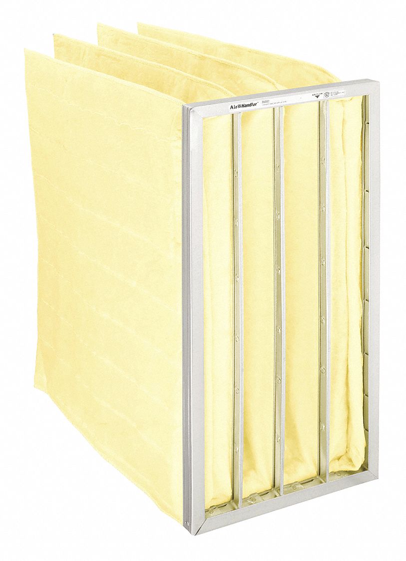 POCKET AIR FILTER, 24 X 12 X 12 IN, MERV 14, YELLOW, SYNTHETIC, 4 POCKETS