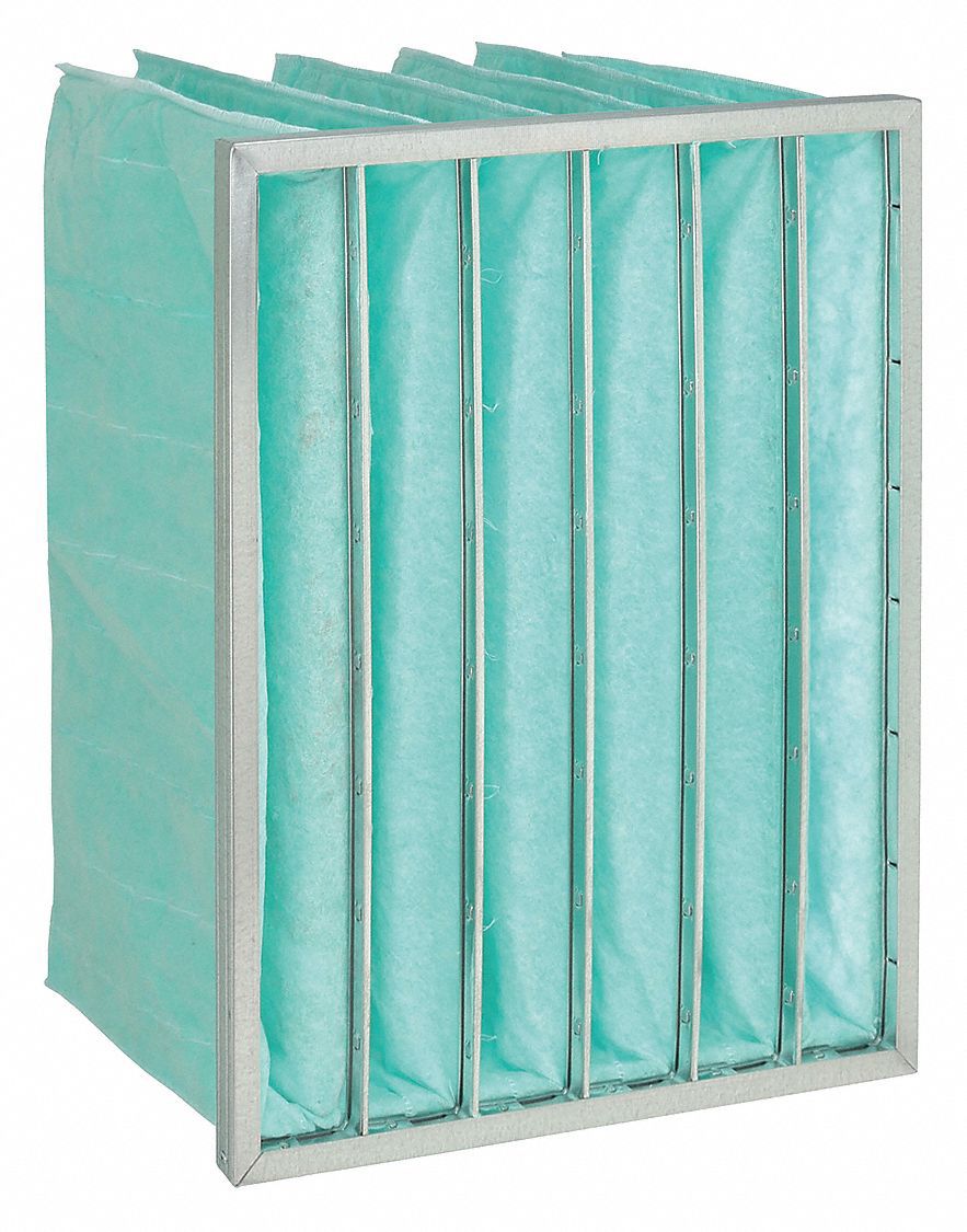 Pocket Air Filter: 20 in x 20 in x 12 in, MERV 11, Orange, Synthetic, 6 Pockets