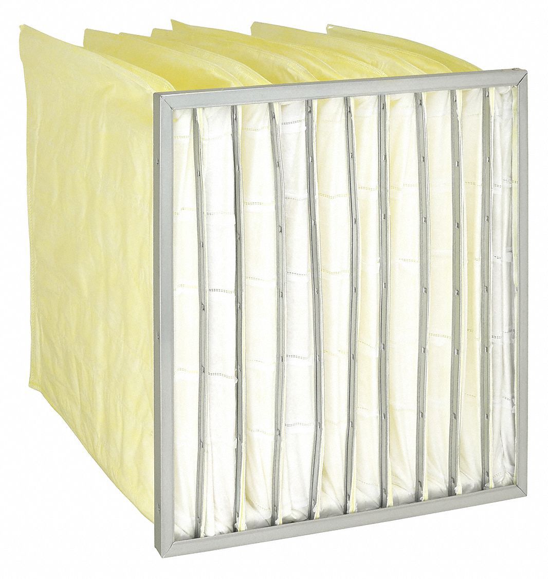 Pocket Air Filter: 24 in x 24 in x 22 in, MERV 14, Yellow, Synthetic, 10 Pockets