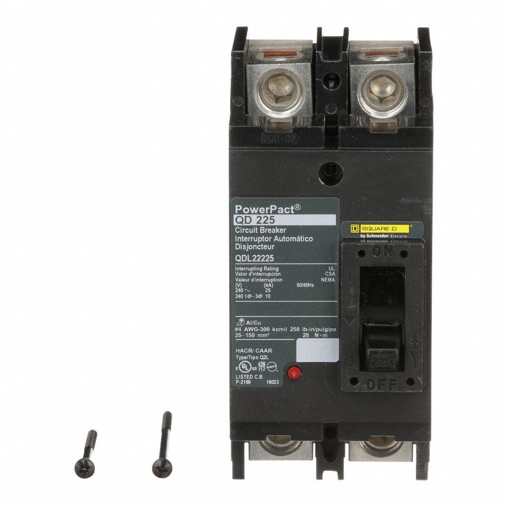 Molded Case Circuit Breaker: 225 A Amps, 25kA at 240V AC, Fixed, Lug, 1, 200 A Low Amp Trip Setting