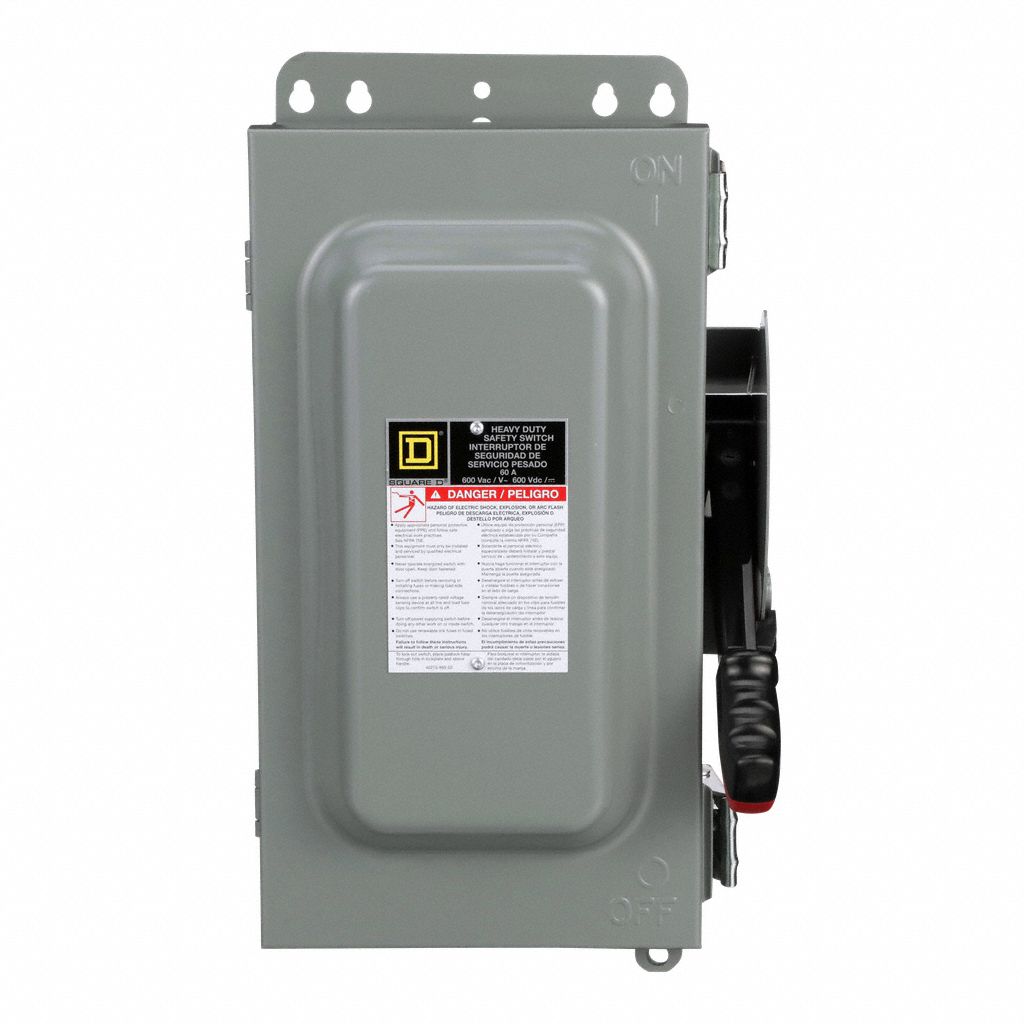 SQUARE D, 60 A Amps AC, 50 HP 600V, Safety Switch 2JYP5HU362AWKEI