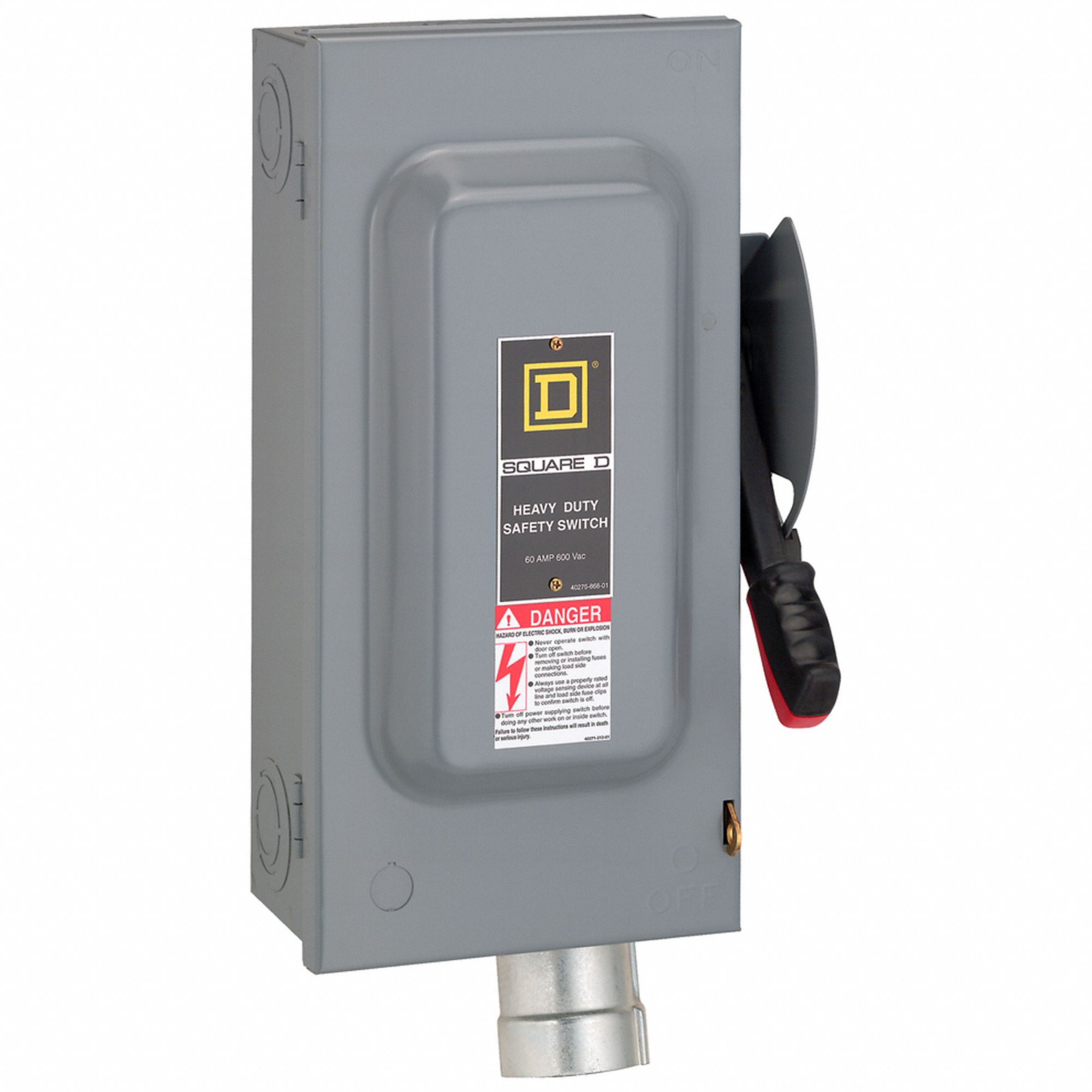 Safety Switch: Non-Fusible, 60 A, Three Phase, 600V AC, Galvanized Steel, Indoor