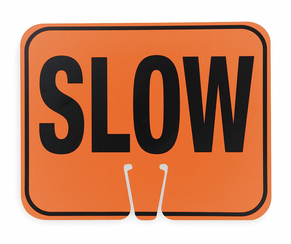 CÔNE DE SIGNALISATION, CIRCULATION LENTE, PLASTIQUE, 10½PO, ORANGE/NOIR, LENT