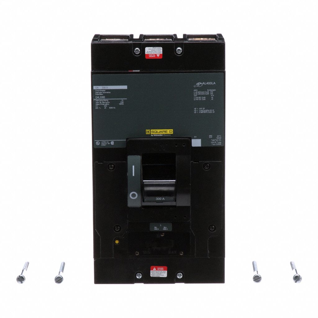 Molded Case Circuit Breaker: 300 A Amps, 25kA at 120/240V AC, Adj, Lug, ABC, 3 Poles, 240V AC, Q4