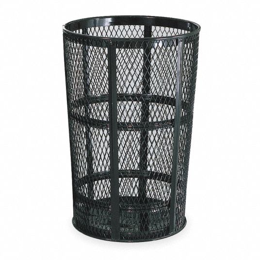 RUBBERMAID COMMERCIAL PRODUCTS Trash Can: Street Basket, Round, Open Top,  45 gal Capacity, 33 in Ht