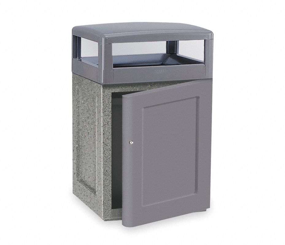 RUBBERMAID COMMERCIAL PRODUCTS Bote de Basura, 48 gal., Cuadrada, Gris