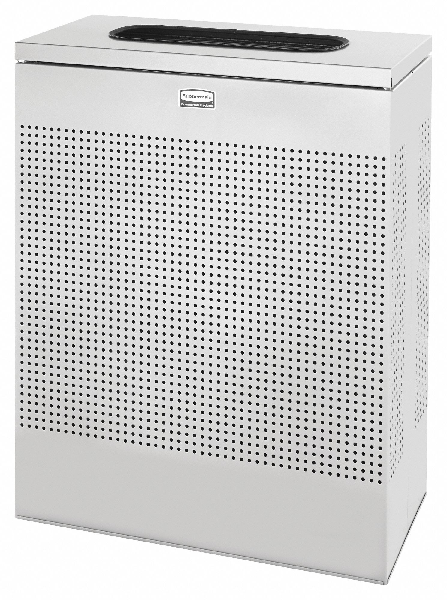 TRASH CAN, STEEL, FLAT WITH TOP OPENING TOP, SILVER, 24 IN OVERALL D